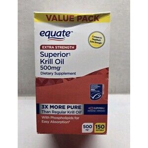 Equate Extra Strength Krill Oil, 500mg, 150 Count BEST BY 10/31/2026